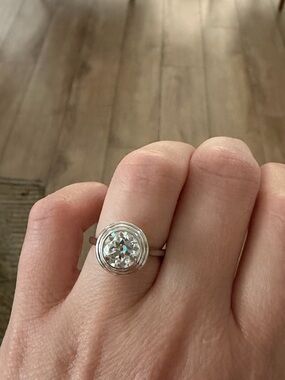 2CT OEC Moissanite Sterling Silver Bezel Engagement Ring - Women's Jewelry